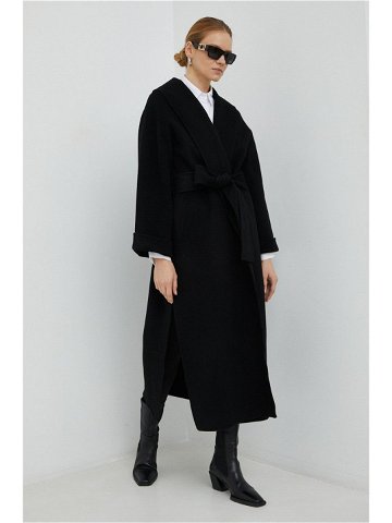 Vlněný kabát By Malene Birger Trullem černá barva přechodný