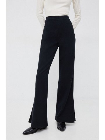 Kalhoty United Colors of Benetton dámské černá barva široké high waist