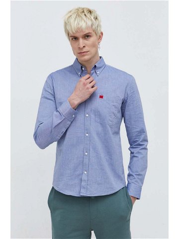 Bavlněná košile HUGO slim s límečkem button-down