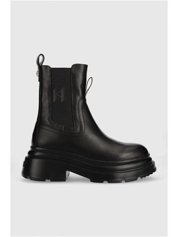 Kožené kotníkové boty Karl Lagerfeld Danton dámské černá barva na platformě