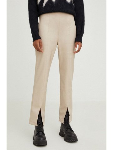 Kalhoty Answear Lab dámské béžová barva přiléhavé high waist