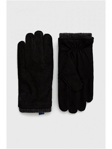 Semišové rukavice Polo Ralph Lauren pánské černá barva