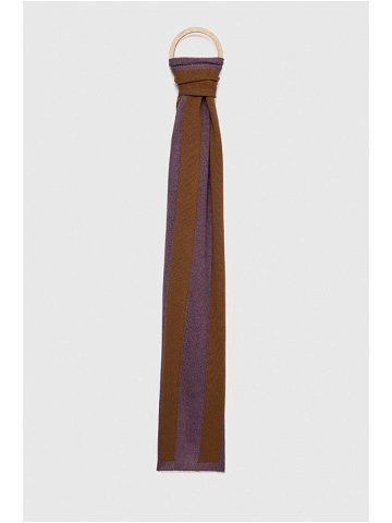 Šátek z vlněné směsi Sisley fialová barva vzorovaný