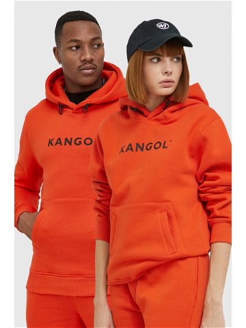 Mikina Kangol unisex oranžová barva s kapucí s potiskem