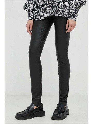 Kožené kalhoty Bruuns Bazaar Christa dámské černá barva