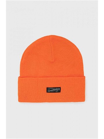 Čepice Superdry oranžová barva z tenké pleteniny