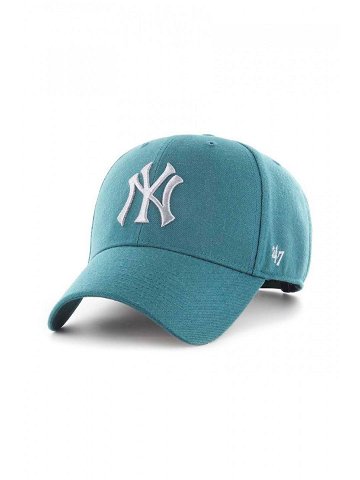 Bavlněná baseballová čepice 47brand Mlb New York Yankees zelená barva s aplikací