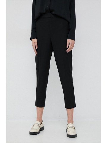 Kalhoty Sisley dámské černá barva přiléhavé high waist