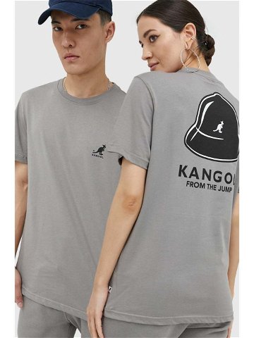 Bavlněné tričko Kangol šedá barva s potiskem