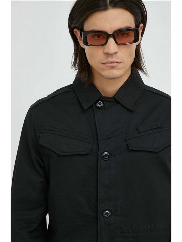 Košile G-Star Raw černá barva regular s klasickým límcem