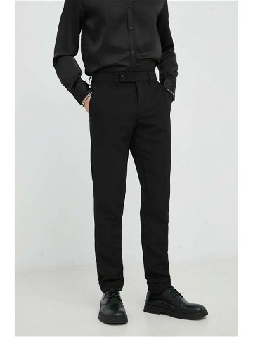 Kalhoty Bruuns Bazaar Karlsus Basic Pants pánské černá barva přiléhavé