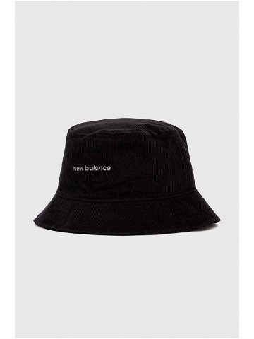 Manšestrový klobouok New Balance černá barva bavlněný
