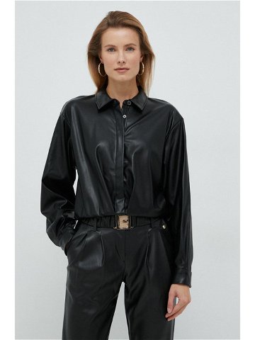 Košile Dkny dámská černá barva regular s klasickým límcem