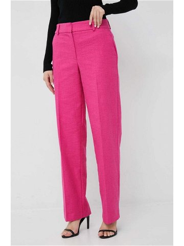 Kalhoty Selected Femme dámské růžová barva jednoduché high waist