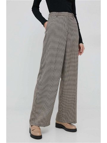 Kalhoty Vero Moda dámské béžová barva široké high waist
