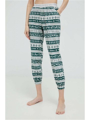 Pyžamové kalhoty Hollister Co dámské zelená barva