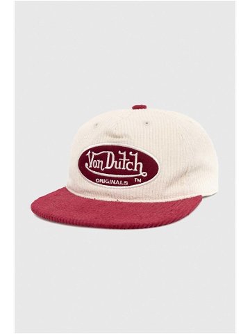 Bavlněná baseballová čepice Von Dutch červená barva s aplikací