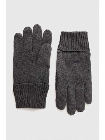 Bavlněné rukavice Superdry pánské šedá barva