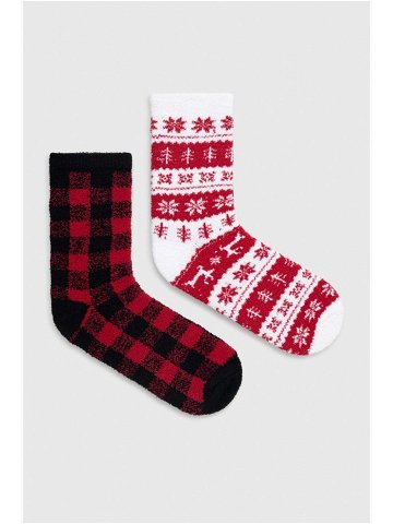 Ponožky Hollister Co Multipack 2-pack dámské červená barva