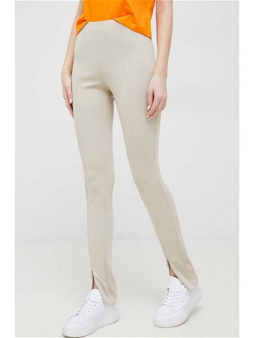 Kalhoty Calvin Klein dámské béžová barva