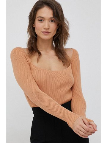 Svetr z vlněné směsi Calvin Klein dámský oranžová barva