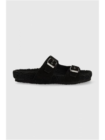 Semišové pantofle Tommy Hilfiger pánské černá barva