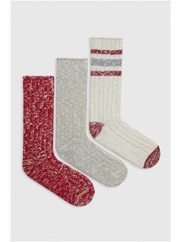 Ponožky Abercrombie & Fitch 3-pack pánské červená barva
