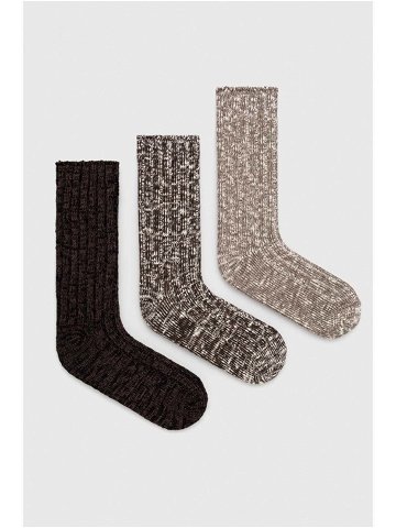 Ponožky Abercrombie & Fitch 3-pack pánské hnědá barva