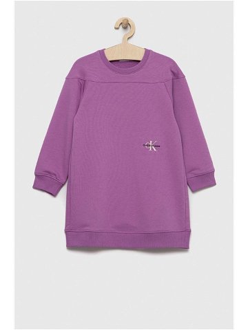 Dívčí šaty Calvin Klein Jeans fialová barva mini