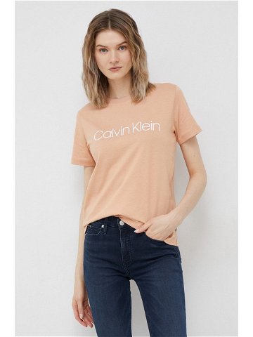 Bavlněné tričko Calvin Klein oranžová barva