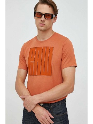 Bavlněné tričko G-Star Raw oranžová barva s potiskem