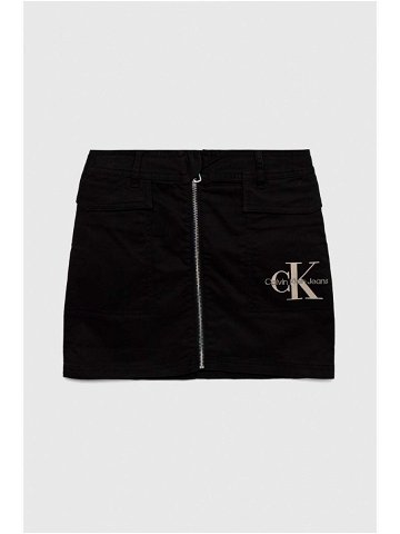 Dětská sukně Calvin Klein Jeans černá barva mini