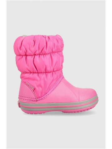 Dětské sněhule Crocs Winter Puff Boot růžová barva