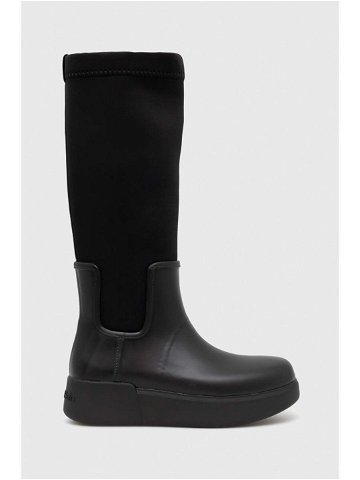 Holínky Calvin Klein Rain Boot Wedge High dámské černá barva