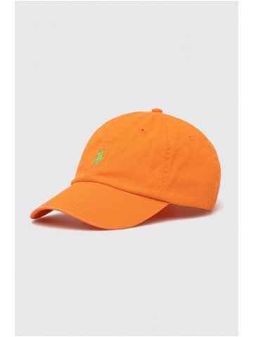 Bavlněná baseballová čepice Polo Ralph Lauren oranžová barva s aplikací 710667709