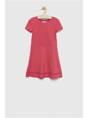 Dívčí šaty Tommy Hilfiger růžová barva midi
