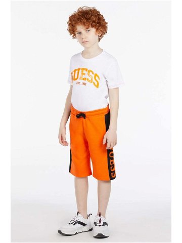 Dětské bavlněné šortky Guess oranžová barva nastavitelný pas