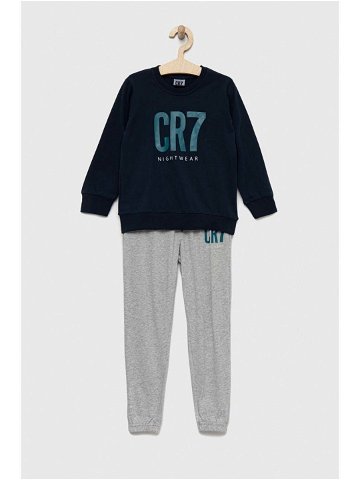 Dětské bavlněné pyžamo CR7 Cristiano Ronaldo tmavomodrá barva s potiskem