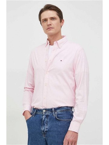 Košile Tommy Hilfiger pánská fialová barva regular s límečkem button-down
