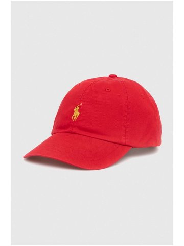 Bavlněná baseballová čepice Polo Ralph Lauren červená barva