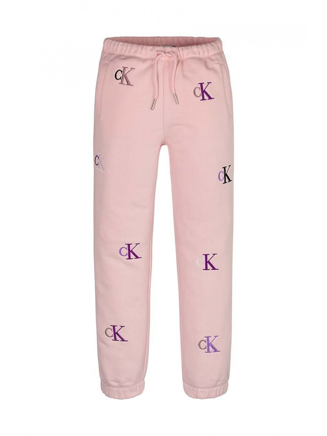 Dětské tepláky Calvin Klein Jeans růžová barva vzorované