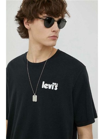 Bavlněné tričko Levi s černá barvas potiskem16143 0837-Blacks