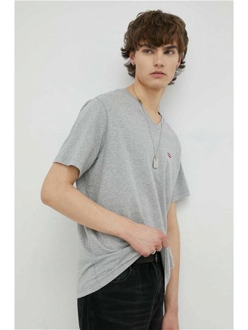 Bavlněné tričko Levi s šedá barva