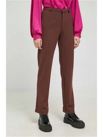 Kalhoty JDY geggo dámské hnědá barva jednoduché medium waist