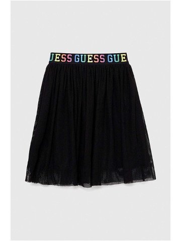 Dětská sukně Guess černá barva mini áčková