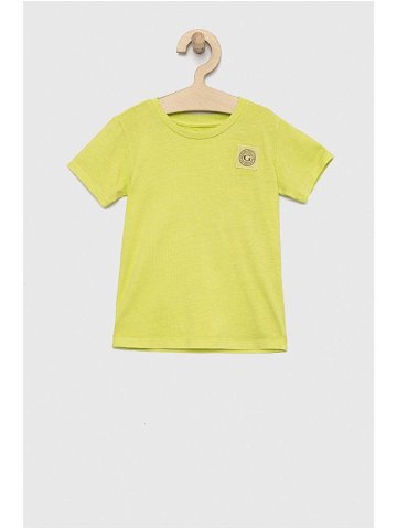 Dětské bavlněné tričko Guess zelená barva s aplikací