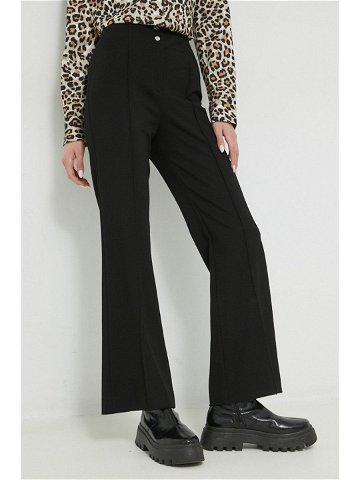 Kalhoty HUGO dámské černá barva jednoduché high waist