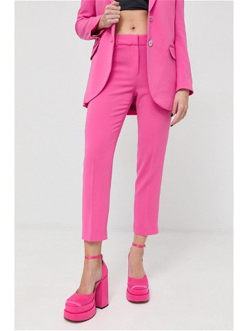 Kalhoty MICHAEL Michael Kors dámské růžová barva široké medium waist