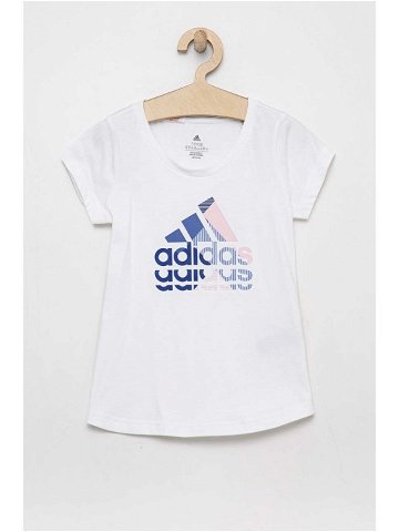Dětské bavlněné tričko adidas bílá barva