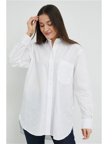 Košile Tommy Hilfiger bílá barva relaxed s klasickým límcem